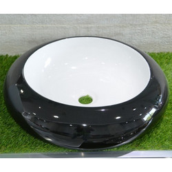 Inter Ceramic Επικαθήμενος Νιπτήρας Μπάνιου Στρογγυλός Πορσελάνης 50x13cm Μαύρος ICB010