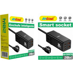 Andowl Πολύπριζο 3 Θύρες Type-C και 2 USB Θύρες Q-CS979 - Smart Socket-075884-149783