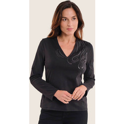 Gerry Weber γυναικεία μπλούζα με V και σχέδιο με παγιέτες - N71522120038 Μαύρο