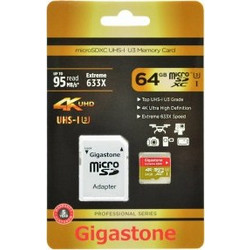 Gigastone Extreme 633X microSDXC 64GB Class 10 U3 UHS-I 95MB/s + Adapter