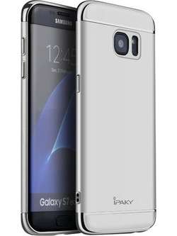 IPAKY Σκληρή Λεπτή Θήκη 3 σε 1 Electroplating για Samsung Galaxy S7 Edge G935 - Ασημί