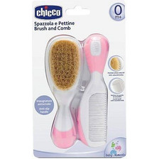 Chicco Chicco Βούρτσα και Χτένα Παιδική με Φυσική Τρίχα (Ροζ Χρώμα) 06569-10