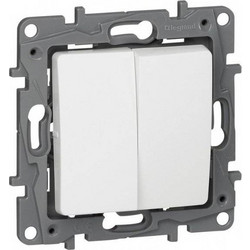 LEGRAND NILOE 764502 διακόπτης διπλός αλλέ-ρετούρ χωνευτός 10A 250V Λευκός