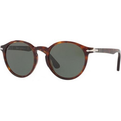 Persol PO3171S 24/31 Ανδρικά Γυαλιά Ηλίου Στρογγυλά Κοκάλινα Καφέ με Πράσινο Polarized Φακό