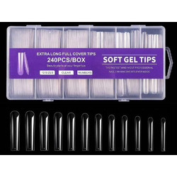 Extra Soft Gel Long Full Cover Square Coffin Tips Νυχιών 240τμχ