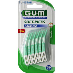 Gum 650 Advanced Μεσοδόντιες Οδοντογλυφίδες Regular Πράσινες 30τμχ