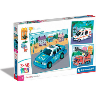 Παιδικό Puzzle Clementoni Super Color Rescue Vehicles 3x48 Κομμάτια