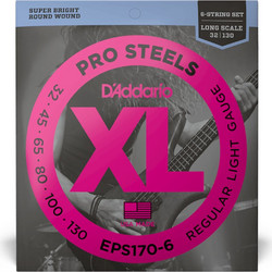 D'Addario EPS-170/6 Σετ 6 Χορδές Ηλεκτρικού Μπάσου Stainless Steel 30-130" Light Tension