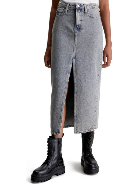 Calvin Klein Μίντι Φούστα Τζιν Ψηλόμεση Μπλε J20J222869-1A4