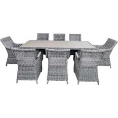 Bliumi Σετ Τραπεζαρία Κήπου Rattan 9τμχ Γκρι 5121 G + 5450 G