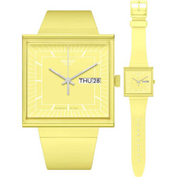 Swatch Square Bioceramic Γυναικείο Ρολόι με Κίτρινο Καουτσούκ Λουράκι SO34J700