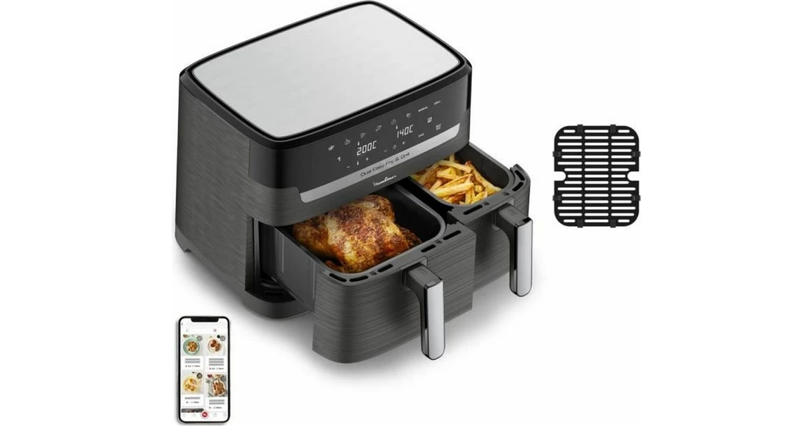 Moulinex Dual Easy Fry EZ905B20 Air Fryer 8.3lt με Διπλό Κάδο ...