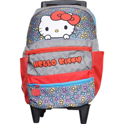 SunCe Hello Kitty Σχολική Τσάντα Τρόλεϊ Δημοτικού Κόκκινη Γκρι VKR-6825