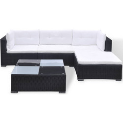vidaXL Σετ Σαλόνι Κήπου Rattan 5τμχ Μαύρο 42100