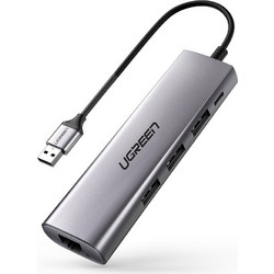 Ugreen CM266 USB Hub 3.0 USB-A με 6 Θύρες USB-A / Ethernet & Εξωτερική Παροχή Ρεύματος