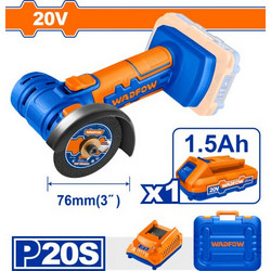 Wadfow Mίνι Γωνιακός τροχός Li-ion 20V 1.5Ah Γωνιακός Τροχός Μπαταρίας 20V 76mm 1x1.5Ah