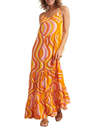 Smashed Lemon Maxi Καλοκαιρινό Καθημερινό Φόρεμα Πορτοκαλί 24011-250-998