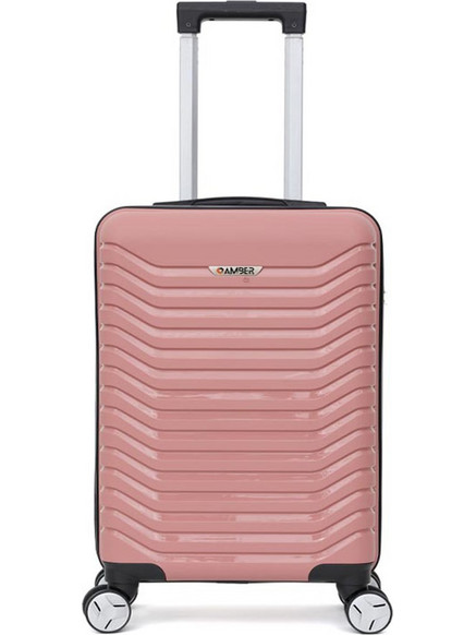 Amber AM1008 Βαλίτσα Καμπίνας 55x35x20cm με 4 Ρόδες Ροζ