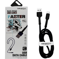 Treqa CA-8563 Braided USB-A to USB-C 2m Black