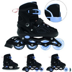 Spokey Quattro 4IN1 Inline Αυξομειούμενα Rollers Παιδικά Μαύρα Γαλάζια SPK-943428