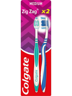 Colgate Zig Zag Medium Οδοντόβουρτσες 2τμχ Πετρόλ Μπλε