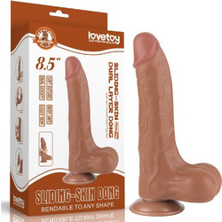 Lovetoy Sliding-Skin 8.5" Dual Layer Dong II Ρεαλιστικό Dildo με Βεντούζα & Όρχεις 22cm Καφέ