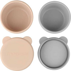 Minikoioi Mini Bites Μπολ Σιλικόνης με Καπάκι Beige/Grey 2τμχ