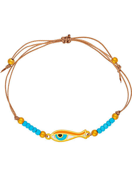 Excite-Fashion Γυναικείο Βραχιόλι Μακραμέ με Ματάκι από Ατσάλι & Κορδόνι Επιχρυσωμένο Τιρκουάζ B-1785-14