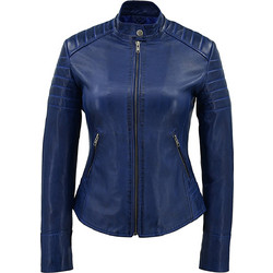 Leather 100 Γυναικείο Μπουφάν Δερμάτινο Κοντό Royal Blue 28-W-2028