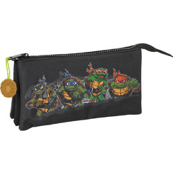 Safta Teenage Mutant Ninja Turtles Κασετίνα με 3 Θήκες Μαύρη S4310712