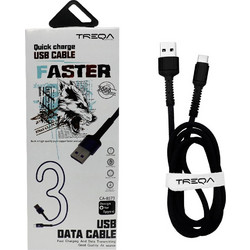 Treqa CA-8573-B Braided USB-A to USB-C 3m Black KLN-457321