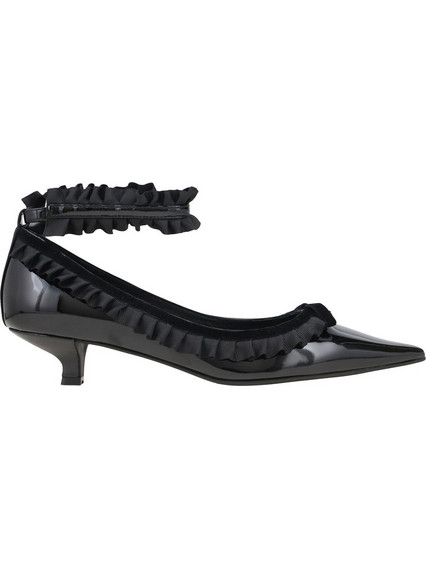 Jeffrey Campbell Γόβες Λουστρίνι με Λεπτό Χαμηλό Τακούνι & Λουράκι Μαύρες U130-05