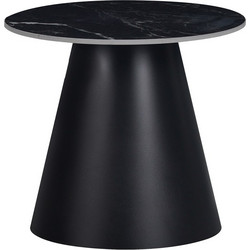 Pakoworld Fabrin Βοηθητικό Τραπεζάκι Σαλονιού Μαρμάρινο με Μεταλλική Βάση Φ50xΥ46cm 029-000268