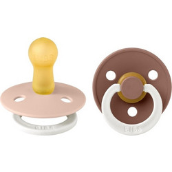BIBS Colour Glow Πιπίλες Καουτσούκ Νυκτός 6m+ Woodchuck Blush 2τμχ