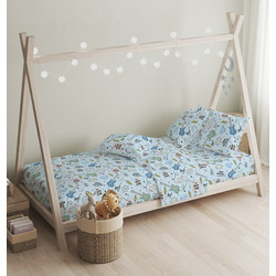Cokitex Σετ Παιδικά Σεντόνια Μονά Βαμβακερά 165x270 Guitar Light Blue 3τμχ