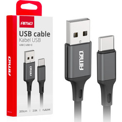 AMiO USB-A to USB-C 2m Black 03900
