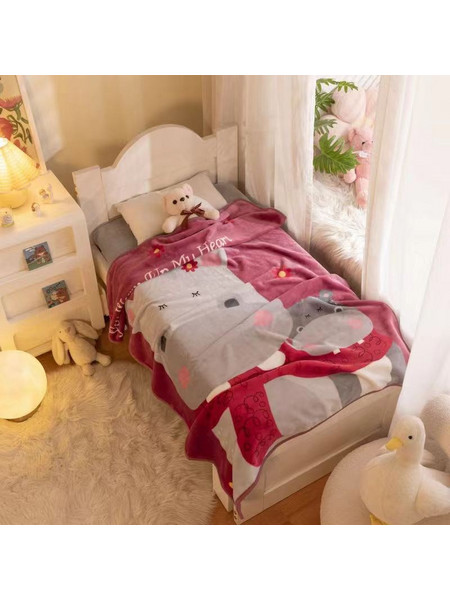 Cosy Life Hippopotamus Κουβέρτα Κούνιας Βελουτέ 100x140 Φούξια