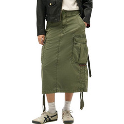 Superdry Μίντι Φούστα Υφασμάτινη Cargo Χακί W7210336A-1GN