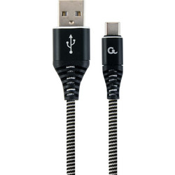 Gembird Braided USB-A to USB-C 2m Black CC-USB2B-AMCM-2M-BW
