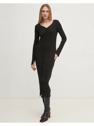 Calvin Klein Midi Καθημερινό Φόρεμα Ριπ Μαύρο J20J224830-BEH