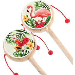 Parisis Μπομπονιέρα Βάπτισης Τυμπανάκι Flamingo από Ξύλο