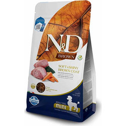 Farmina N&D Brown Grain Free Soft & Shiny Coat Mini Adult with Lamb, Spirulina & Carrot 5kg