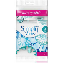Gillette Simply Venus Γυναικείο Ξυραφάκι μιας Χρήσης με 2 Λεπίδες & Λιπαντική Ταινία 6τμχ
