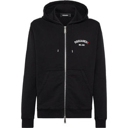 Dsquared2 Ανδρική Ζακέτα Φούτερ με Κουκούλα και Φερμουάρ Μαύρη S74HG0174-S25539-900
