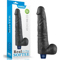 Lovetoy Real Softee Vibrating Dildo with Balls 10.5" Ρεαλιστικός Δονητής 26.5cm Μαύρος