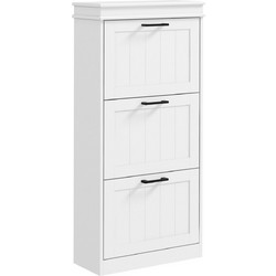 HOMCOM Παπουτσοθήκη Ξύλινη Λευκή M54xΠ24xY117.5cm 837-418V80WT