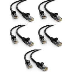 Powertech U/UTP Cat.6 Καλώδιο Δικτύου Ethernet 1m Black 5τμχ CAB-N403-5