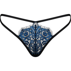 Obsessive Yassmyne Γυναικείο Sexy String με Δαντέλα Navy Μπλε