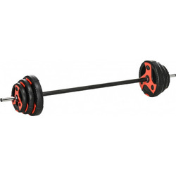 Sportnow A91-259V00BK Ίσια Μπάρα Σετ με Βάρη 20kg 140cm με Κολάρα Μανταλάκια