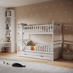 HomeMarkt Triplon Παιδικό Κρεβάτι Κουκέτα Μονό για Στρώμα 90x200cm με Αποθηκευτικό Χώρο HM709.03